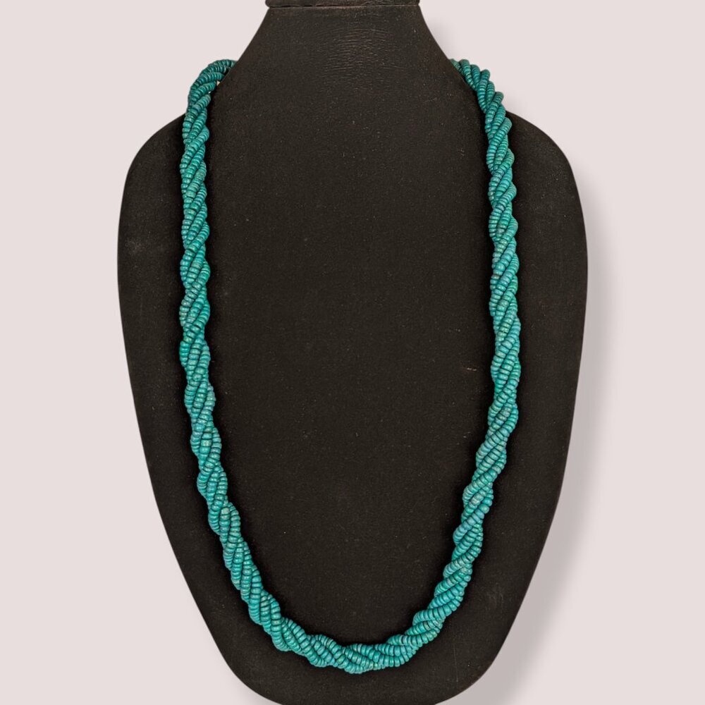 V. Konyak Naga-Inspired Twisted Wood Heishi Beaded Necklace